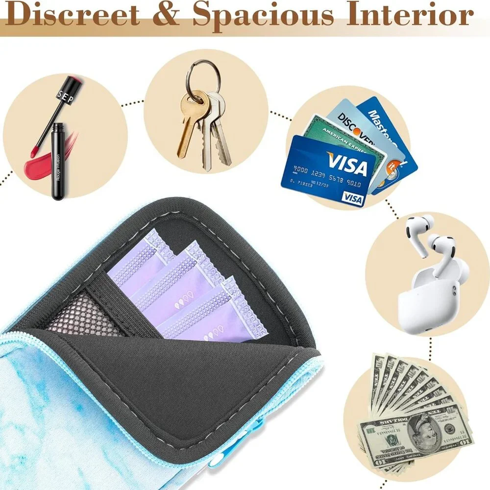 2 Zippered Pouch with‎ Snap Hook Great for Makeup Ear pods Tampons, money